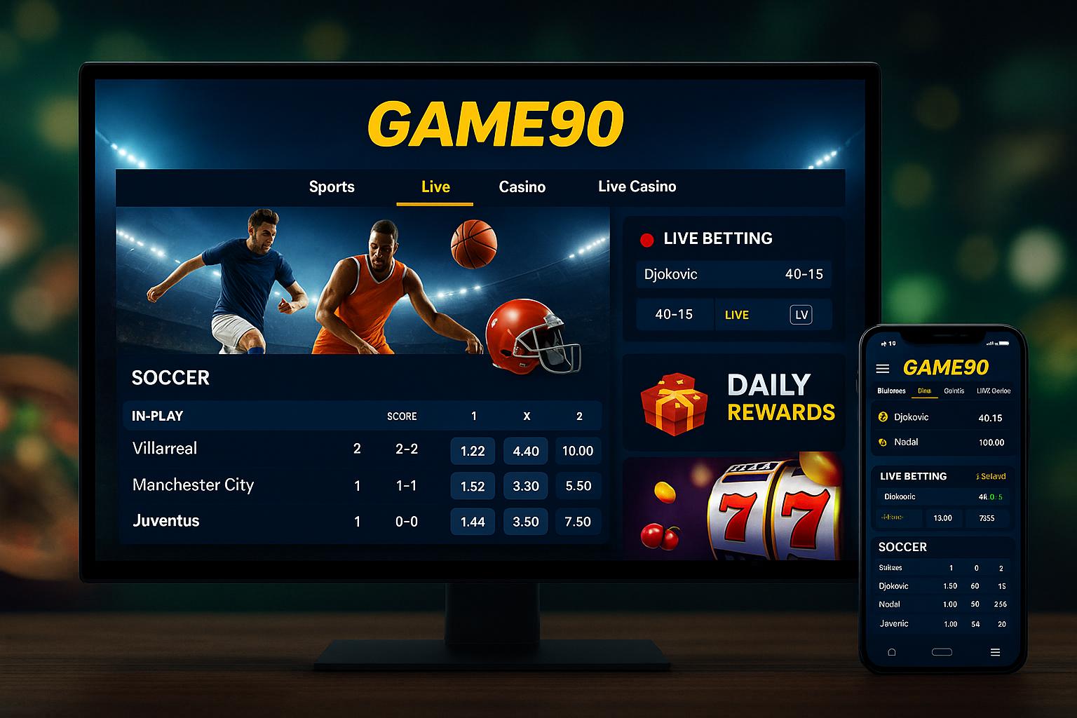 Aposte em apostas esportivas no cassino online GAME90